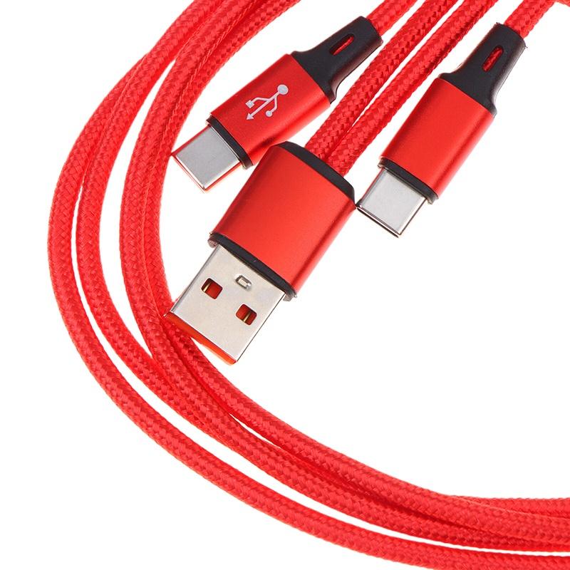 2-in-1 USB C Fast Charging Cable 5A Y Splitter Micro USB Data Cord for Android Phones Tablets Car Travel Use