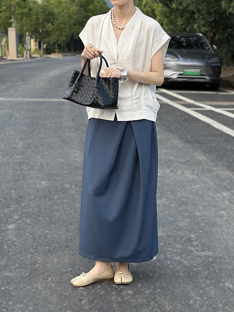 [Welfare payment, non-refundable] Irregularly pleated waist medium and long skirt A-shaped skirt 2791 M