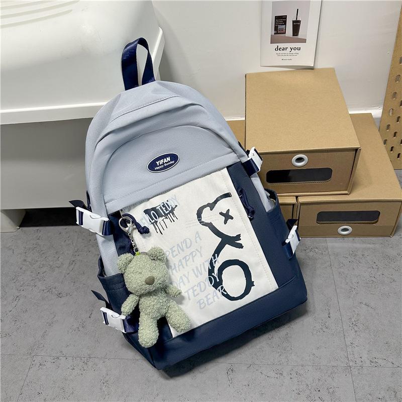 Schoolbag schoolbag middle school student ins high-quality schoolbag women's 1011 new splicing simple, large-capacity college student backpack
