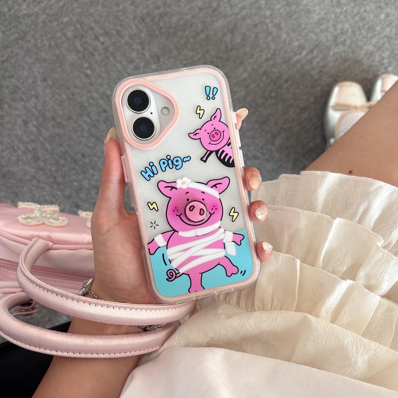 

Забавный 3D милый розовый чехол для телефона с изображением свиньи для iPhone 13 14 15 16 Pro Max Plus креативный мультяшный чехол для iPhone16 16Pro iPhone 13