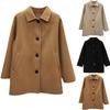 Women's Loose And Comfortable V-neck Long Sleeved Solid Color Thick Coat Jacket