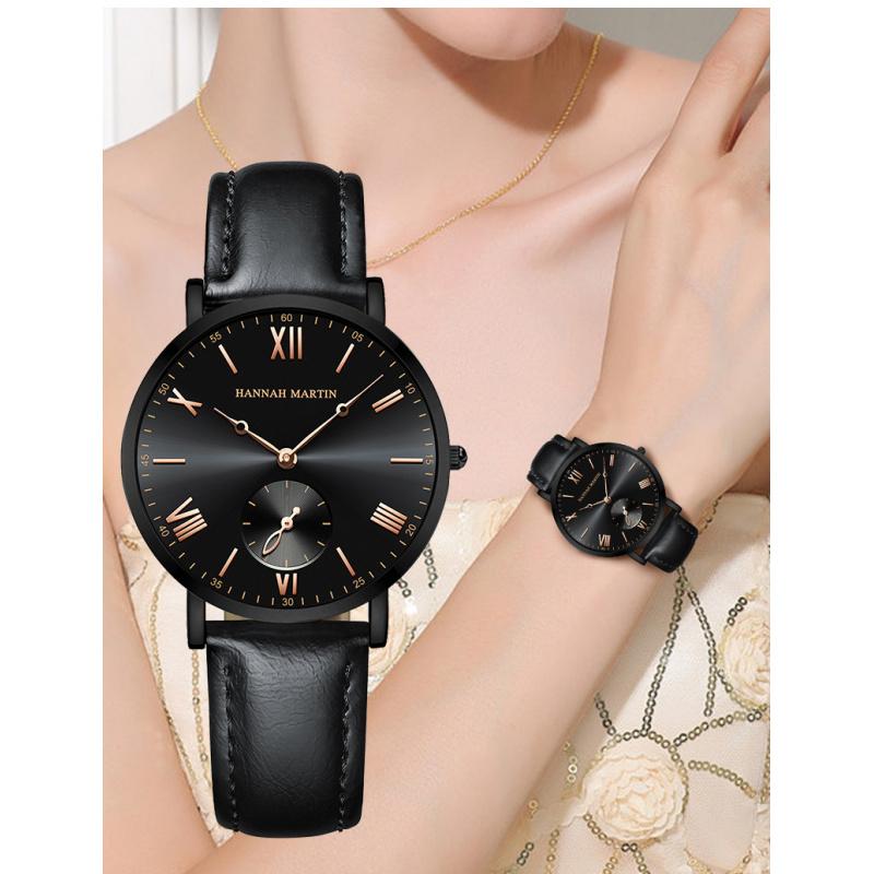 Neue Stil Uhr Zweieinhalb Zeiger Lässig Business Damen Lederarmband Armbanduhr Elegante Damenuhr