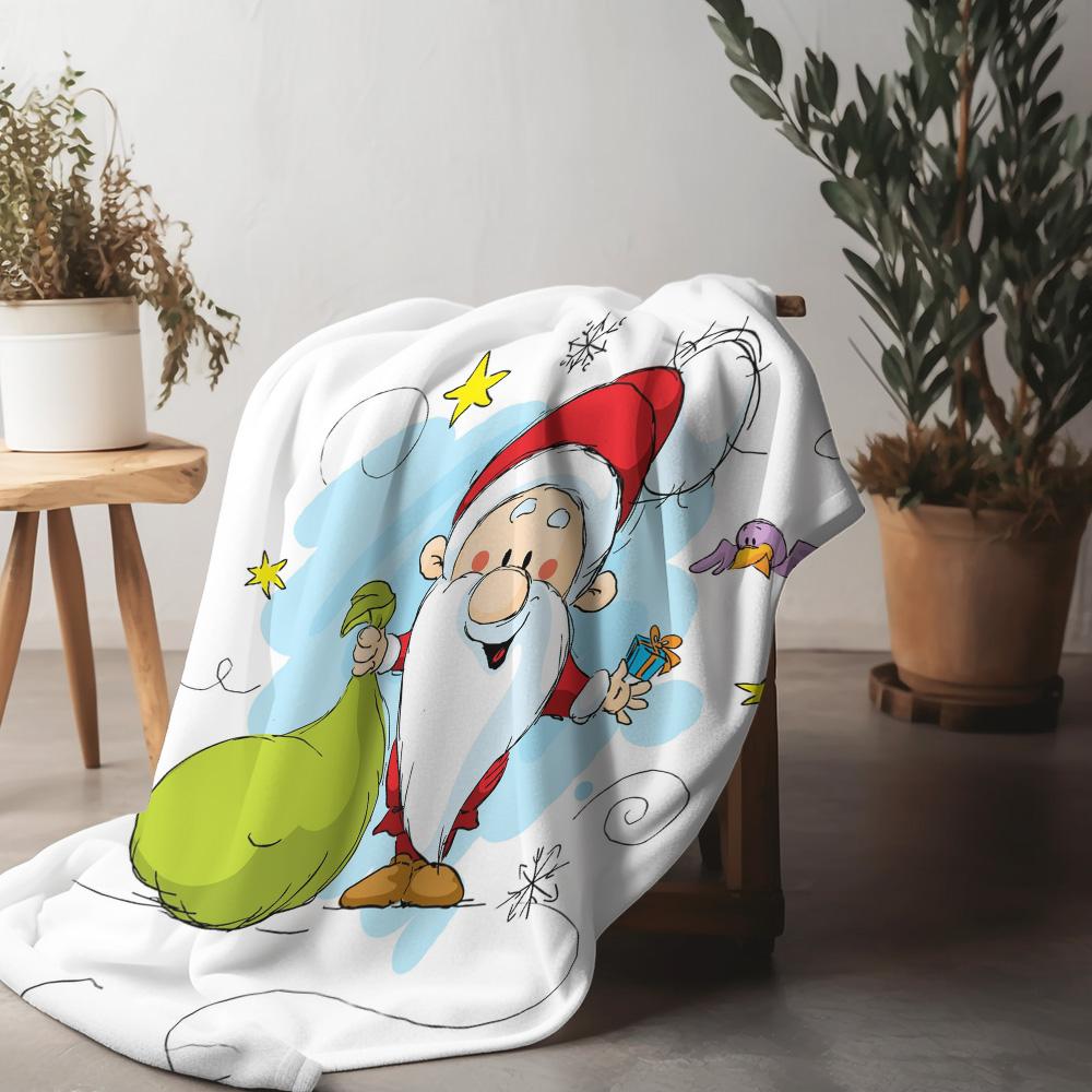 

Santa Claus Throw Blanket Cozy Christmas Gift Reindeer Festive Holiday Decor Soft Warm Bedspread Home Decor Gift Idea 75x90cm