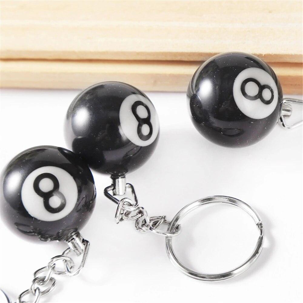 25mm Svart No 8 Biljard Nyckelring Mini Ball Pendant Nyckelring Resin Nyckelring Bar Bordsdekoration Smycken Spel Souvenir Present