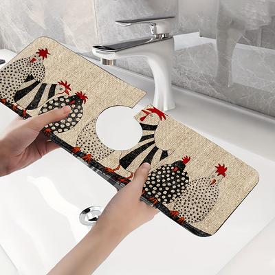 1 Pezzo Asciugatura Rapida Vintage Gallo Tappetino Asciugatura, Molto Adatto Per Decorazione Casa E Bagno, Tappetino Assorbente Rubinetto, Tappetino Anti-schizzo Rubinetto Bagno