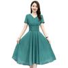 Elegant V-Neck Slim Fit Chiffon Dress - 2022 Women's Medium-Long Style