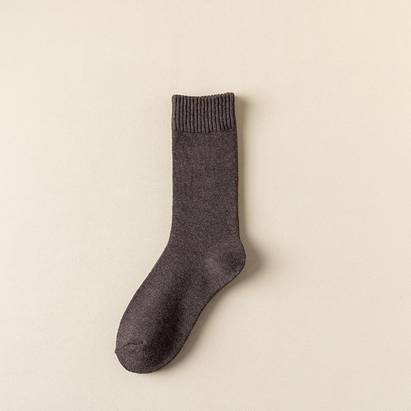 Female Autumn and Winter Thickened and Velvet Warm Wool Ring Sweat Absorption Tube Cotton Socks
