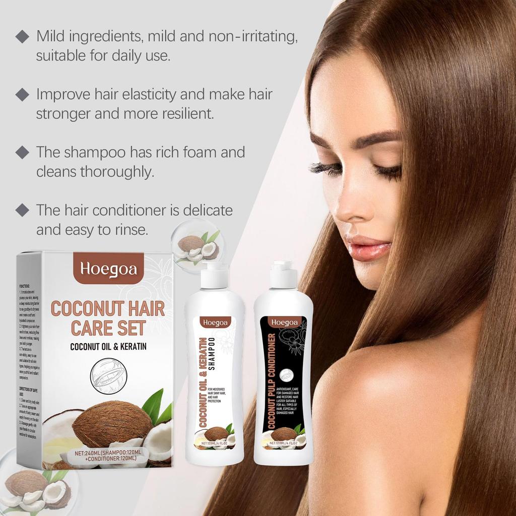 Kokosmilch Reparatur Haarpflege Set – Sanfte Reinigung & Feuchtigkeitspflege, Glättend & Pflegend für Gesundes Haar