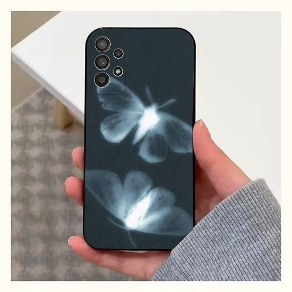 Ins Retro Butterfly Case For Samsung S22,S25,S24,S23,Ultra,FE,S20,S10,Plus,S21,S9,Lite,Soft Silicone Black
