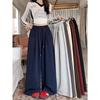 New solid color wide-leg pants, loose and drapey casual long pants for women, autumn drawstring straight pants