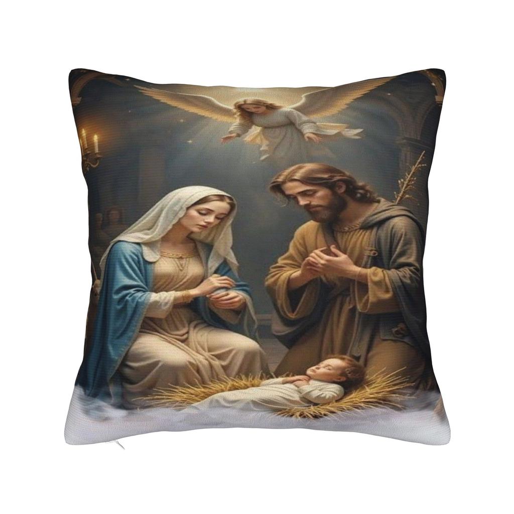 Christmas Nativity Scene Baby Jesus & Mary Printing Pillowcase Cushion Cover  Pillow Covers New Style Home Decor