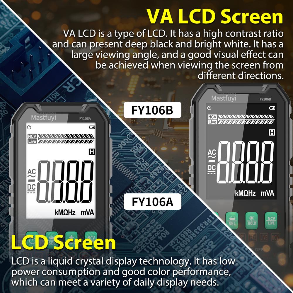 MASTFUYI Digital Multimeter Smart Electrician Mini Tester For DC/AC Voltage Capacitance Ohm Hz NCV Professional Multitester