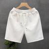Men's Versatile White Summer Beach Shorts - Trendy Solid Color Loose Fit Sports Pants