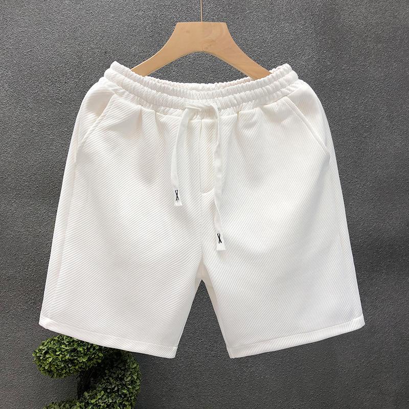 Men's Versatile White Summer Beach Shorts - Trendy Solid Color Loose Fit Sports Pants