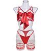 Elegant European & American Bow Hollow-Out Lingerie 3-Piece Underwire Set