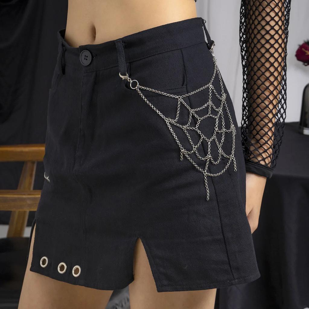 Sweet and Cool Woman Body Jewelry Punk Sexy Items for Women’s Gothic Style Bodychain Spider Web Trouser Chain Hip Hop Dark 18
