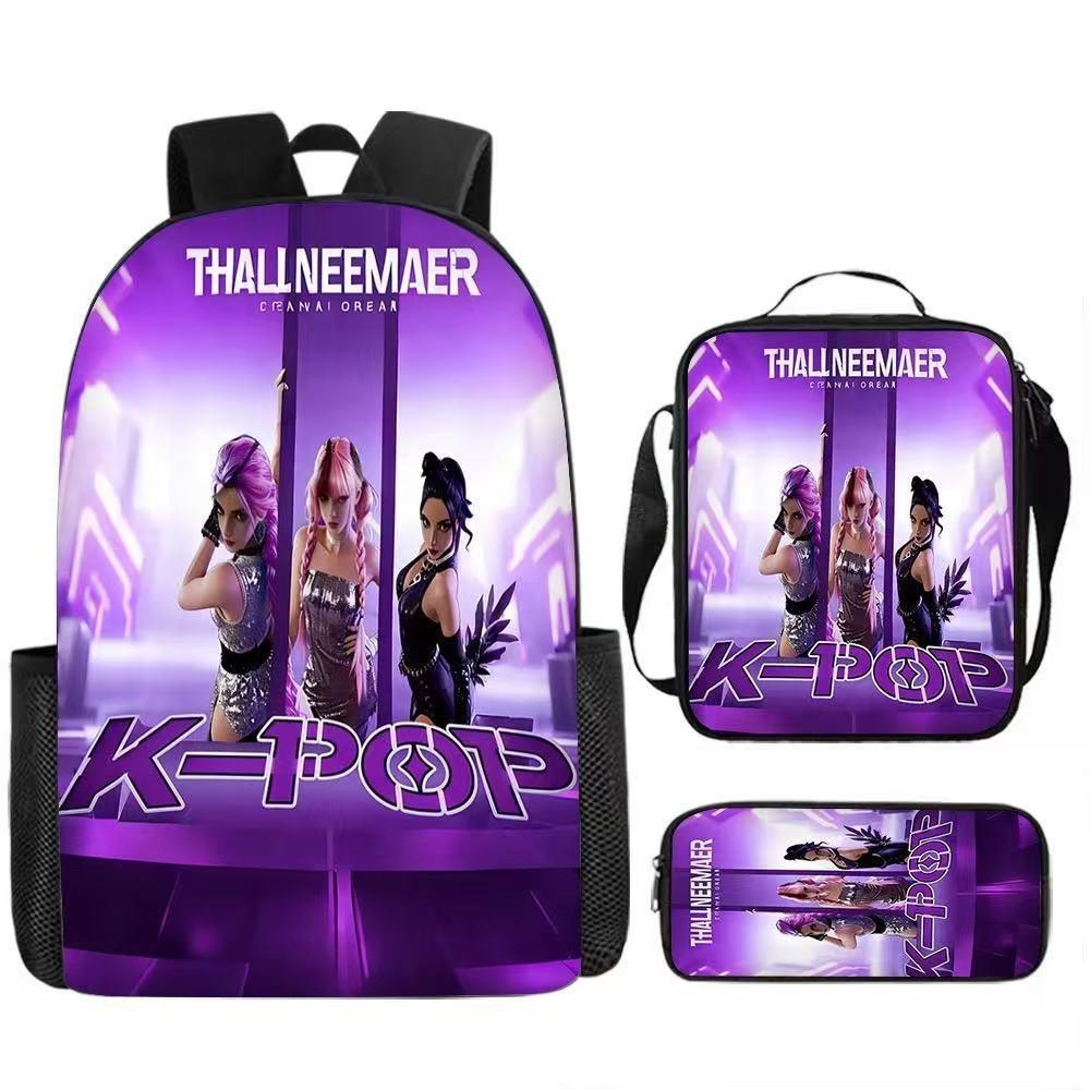 Kpop Hunter Witch Trio Set  Trendy School Bag Multipurpose Pencil Case Crossbody Bag Three-in-One Student Backpack