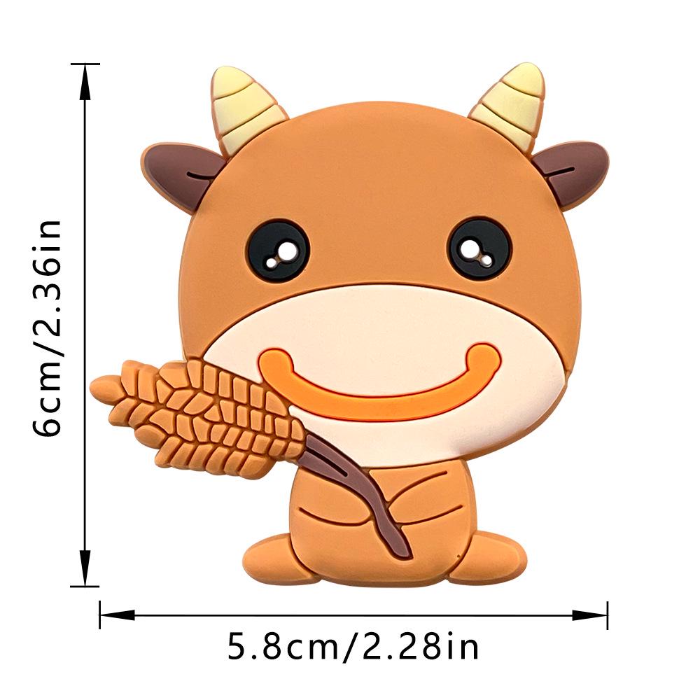 Cartoon Chinese Zodiac Animal Refrigerator Magnets - Cute Soft PVC Educational Stickers быка