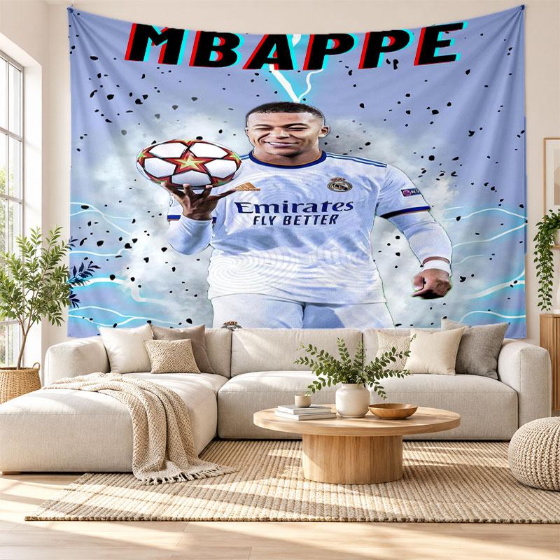 Kylian Mbappe Wall Tapestry, Soft Fabric Wall Hanging, Decorative Backdrop For Bedroom Home Wall Art