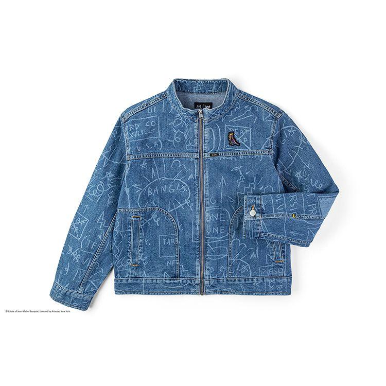 Lee X Basquiat Kollaboration SS24 Bequeme Laserbedruckte Jacke Damenjacken Mittelblau LWT0077586VG00FA05892