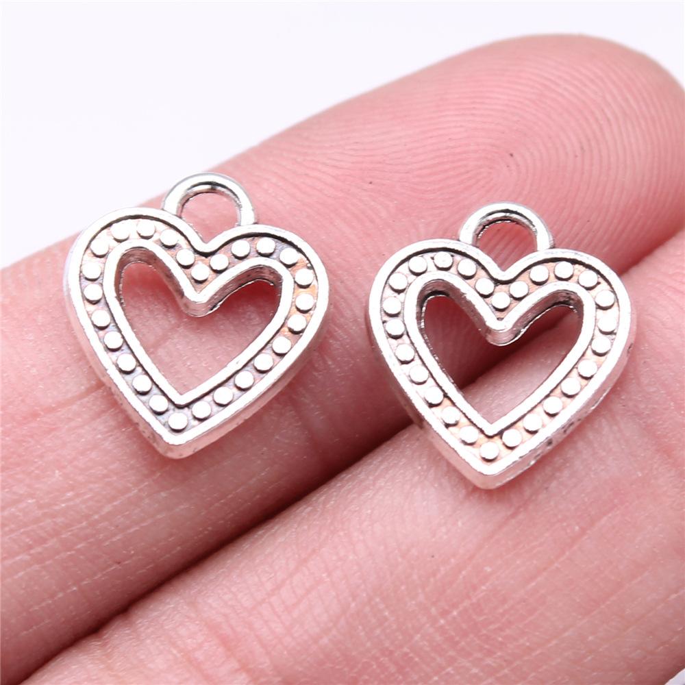20pcs Hearts Charms Antique Silver Color Small Heart Charms Jewelry DIY Heart Charms For Bracelet Making