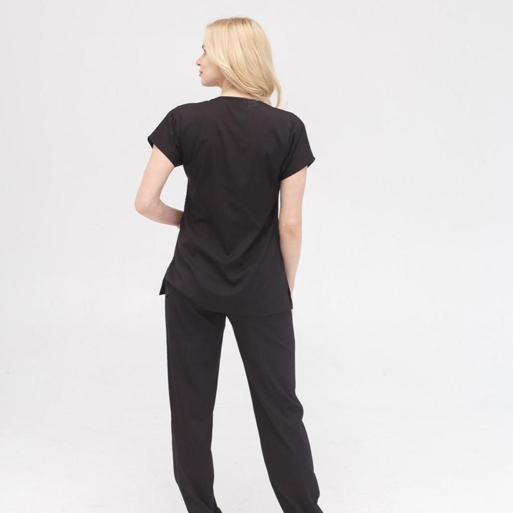 Zweiteiliges Set, medizinische OP-Anzüge, Unisex-Set für Ärzte, Pflegeuniform, Oberteile + Hosen, V-Ausschnitt, kurze Ärmel, dünner Tericoton-Stoff