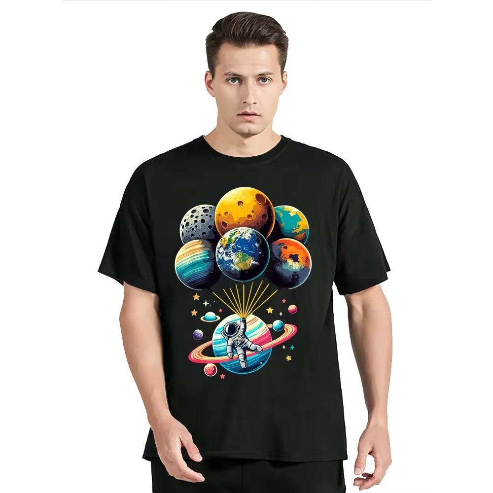 

Men s Clothing Oversized T-shirt Loose T Shirt Space Astronaut Graphic Funny Print Tshirt Summer Casual O-neck Tops M