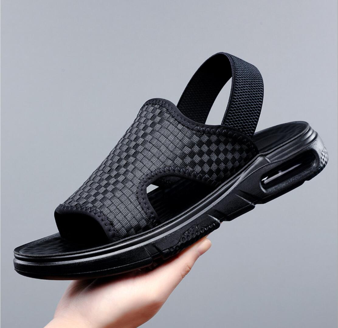 

Модные мужские сандалии 2024 Дышащие плетеные Мужские летние спортивные туфли Мужские амортизирующие Повседневные пляжные шлепанцы Удобные сандалии босиком Homme 5.5 чёрный