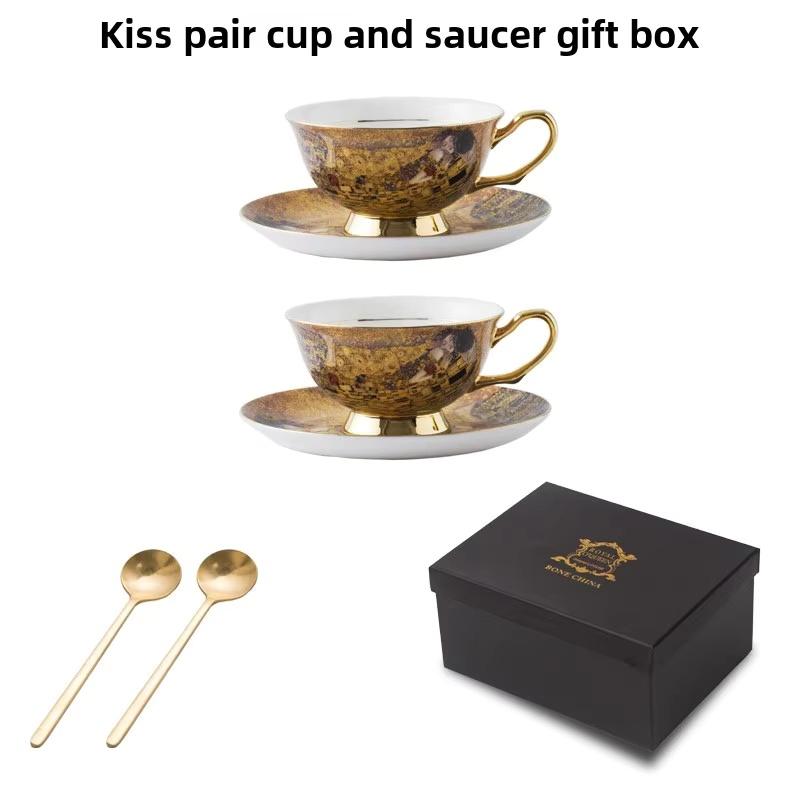 Luxury Bone China Coffee Mug Set - European Palace Style Tea Cups with Spoon & Tray, Elegant Afternoon Tea Drinkware Gift