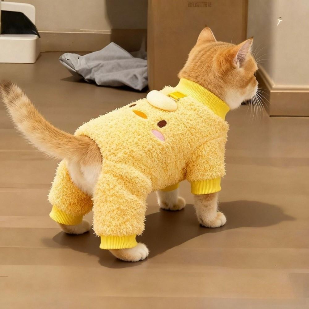 Cozy Dog Plush Jumpsuit Soft Fleece Winter Dog Clothes Four Legged Plush Coat  Daily Walk