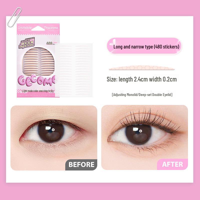 GECOMO Invisible Seamless Eyelid Tape - Natural Thin Big Eye Beauty Makeup Tool for Double and Swollen Eyelids.