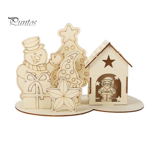 Dřevěný dům Puzzle Block Vánoční Stavebnice Ornament Kit Vánoční dekorace na plochu Vzdělávací kutilské řemeslo pro děti a dospělé