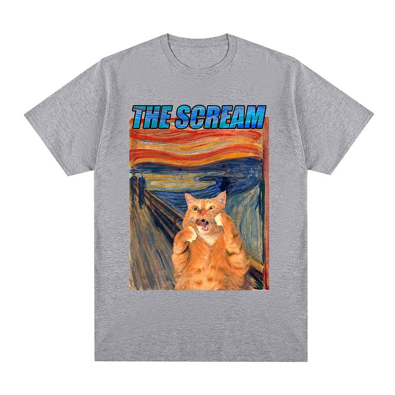 cat Scream Summer Loose Cool fashion print Animal 90s t-shirt Cotton Men T shirt New TEE TSHIRT Womens tops