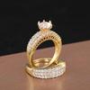 CAOSHI Luxury Two Color Available 2Pcs Rings for Women Classic Silver Color Finger Accessories Elegant Bridal Wedding Jewelry