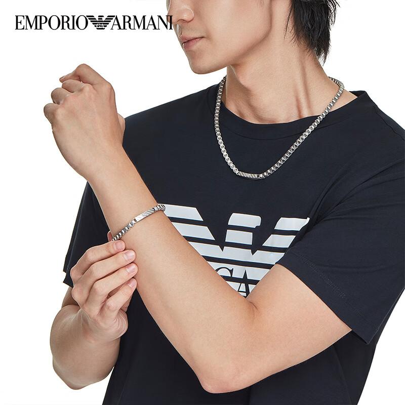 Emporio Armani Cuban Link Eagle Pendant Stainless Steel Necklace Men Necklace Silver EGS2922040