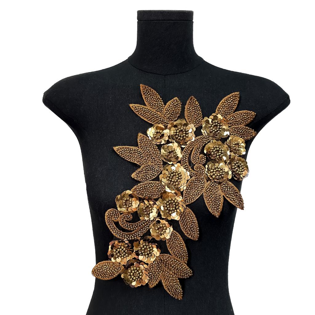 Mesh Sequin Nail Diamond Bead Embroidery Sewing Single Flower Collar Diy Decoration With Clothing Accessories Collar