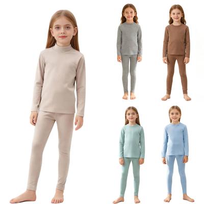 Set de lenjerie termică pentru copii, 2 piese: Set cald cu gât rotund și mânecă lungă și colanți cu talie elastică pentru fete și băieți, îmbrăcăminte de iarnă pentru somn
