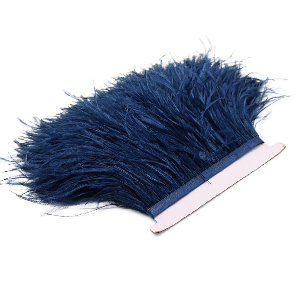 Feather1M Natural White Fluffy Ostrich Feather Trims for DIY Craft Wedding Decoration Colored Plume Ribbon Sewing dress Clothing 8-10cm
