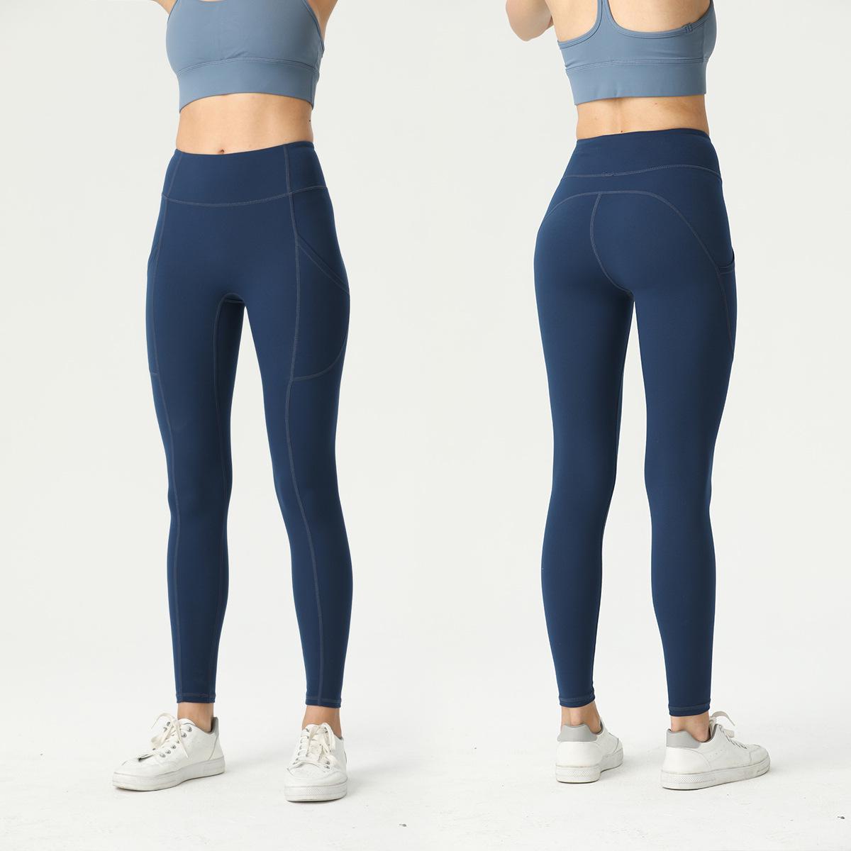 

Women s High Waist Nude Feel Yoga Leggings with Peach Butt Effect and Double Side Pockets M/Size 4