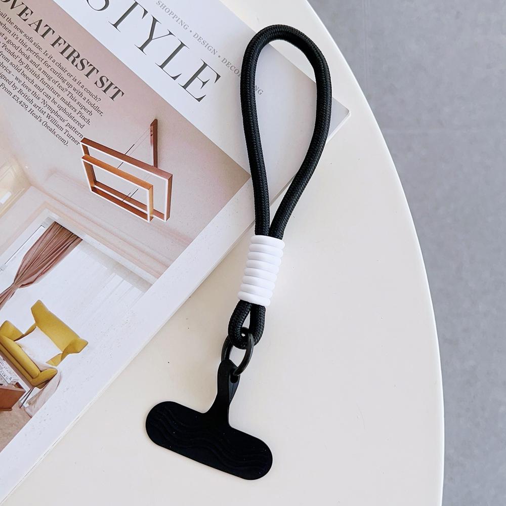 Universal Braided Short Mobile Phone Lanyard Strap Hanging Chain Ring Silicone Cord with Patch Wrist Strap Cell Phone Detachable