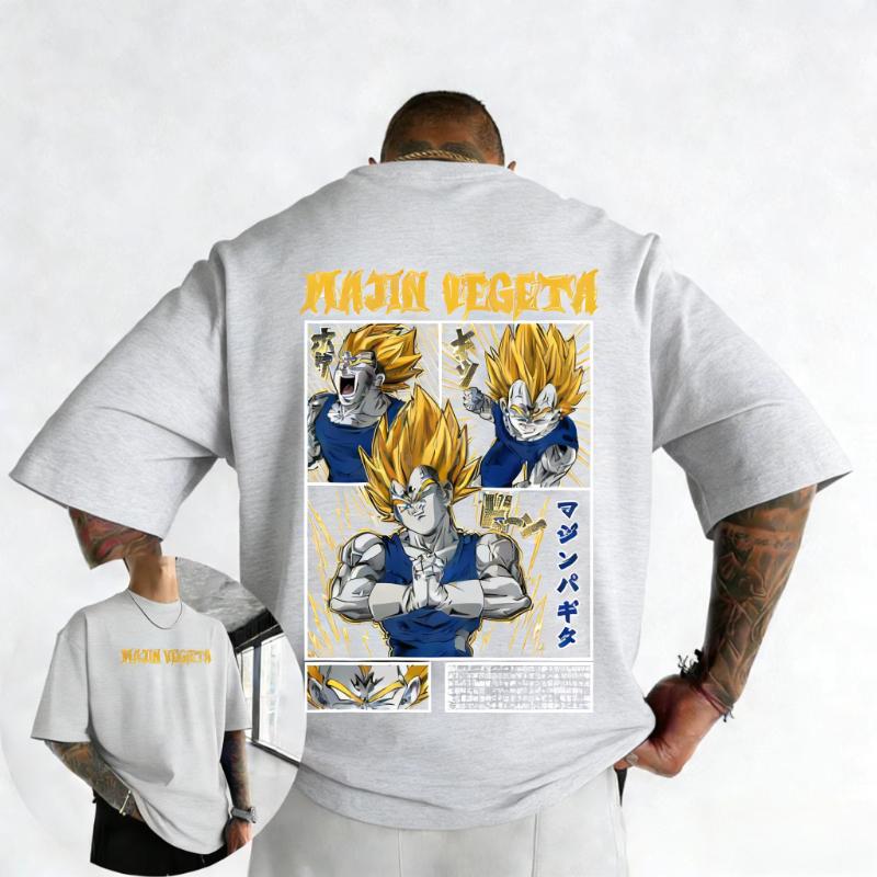 

2026 Dragon Ball Anime Vegeta Printed Cotton Unisex Tshirt Summer New Edition Harajuku Large Loose Casual Y2K Parent Child Top S