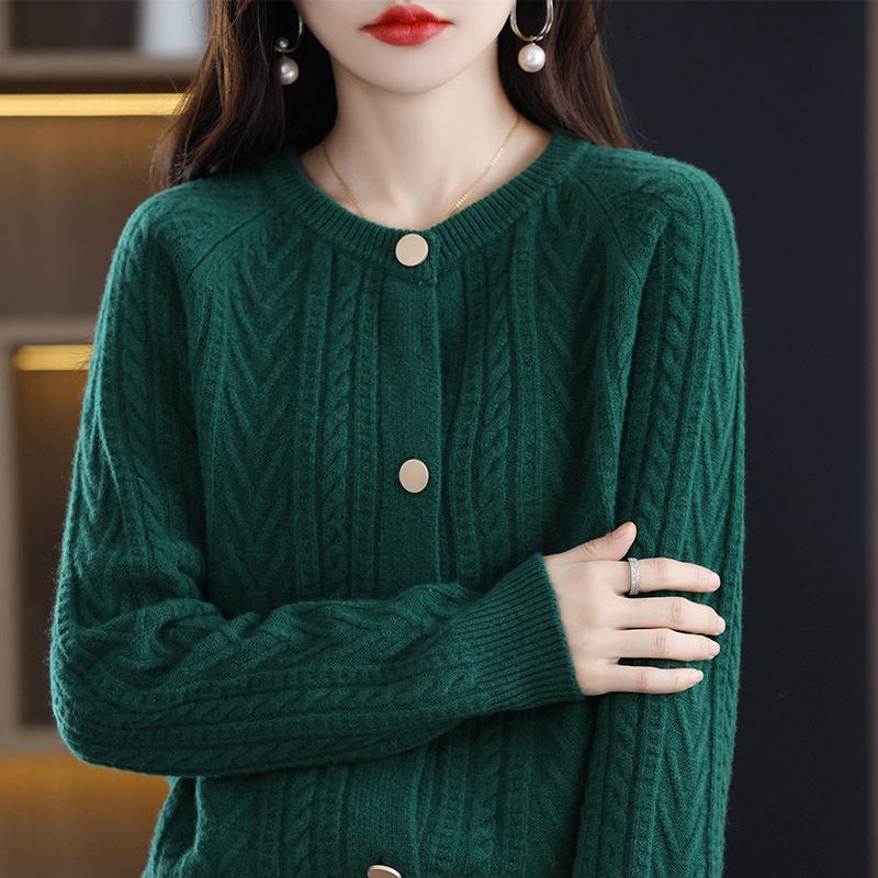 Damen Rundhals Verdickter Wollpullover - Herbst/Winter Koreanische Mode, Lockere Passform, Schlankmachende Lässige Strickware.