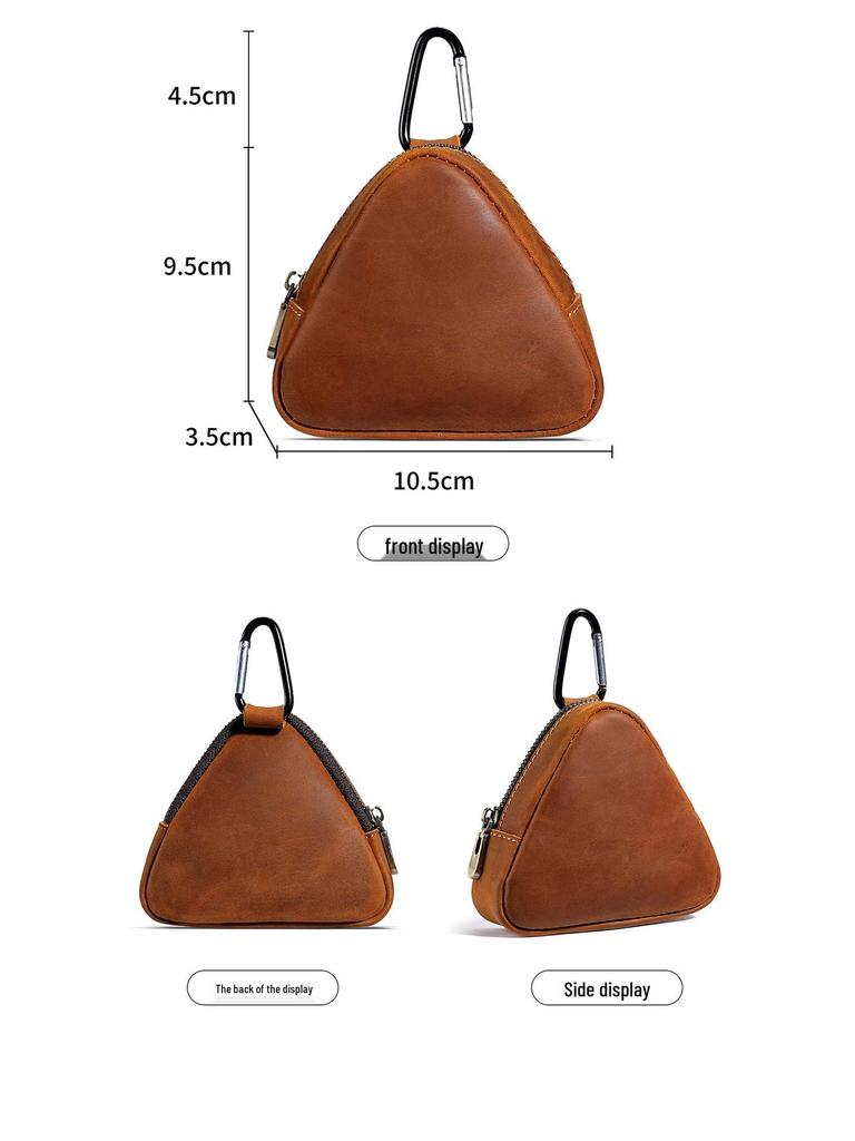 Münz- und Kopfhörertasche aus echtem Leder - Schlüsseletui im japanischen Stil mit Taillenaufhängung