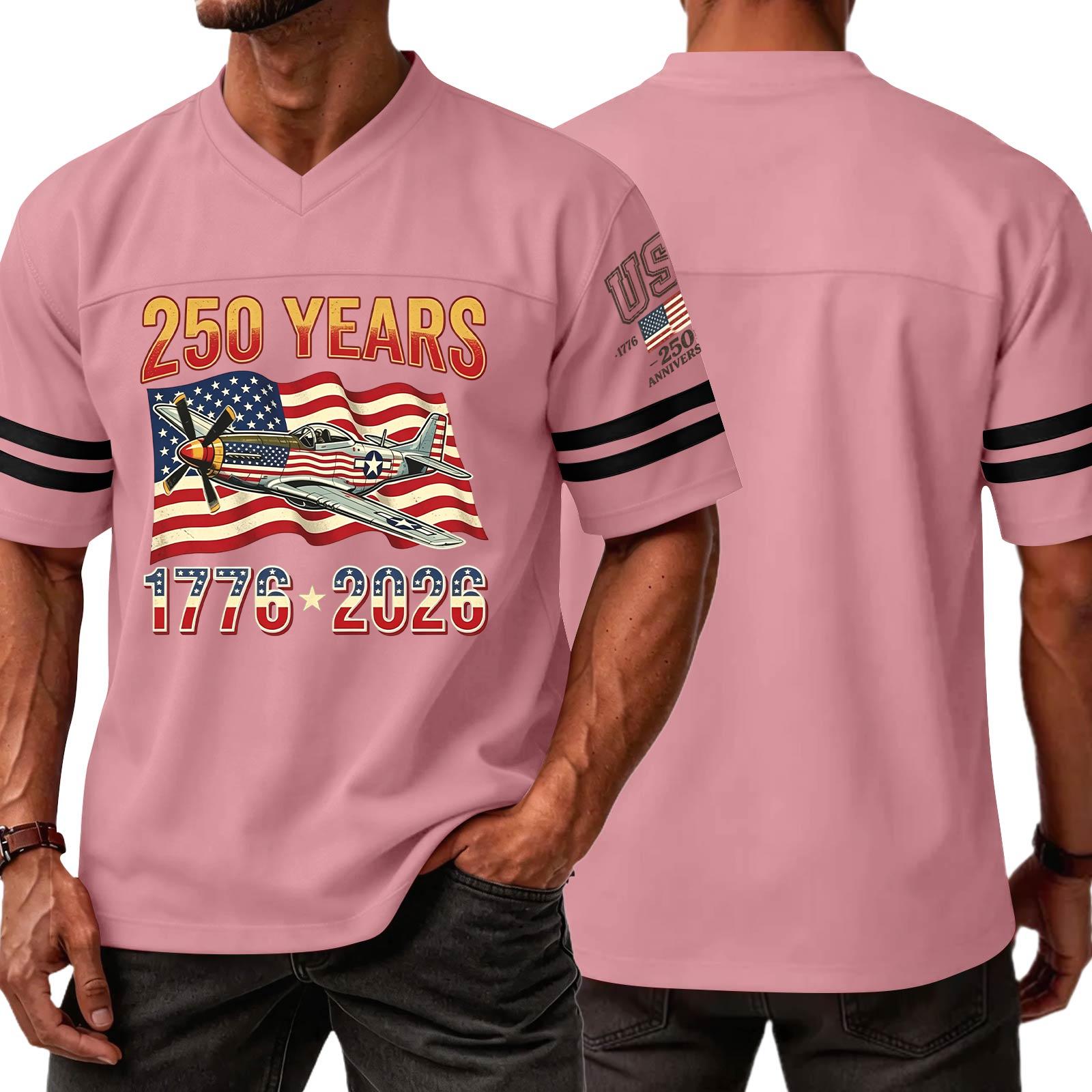 

Men’s V Neck Short Sleeve Sports T Shirt Casual Fit with 250 Years Independence Day Print and Striped Sleeve Design for Athletic Outdoor Wear XL розовый