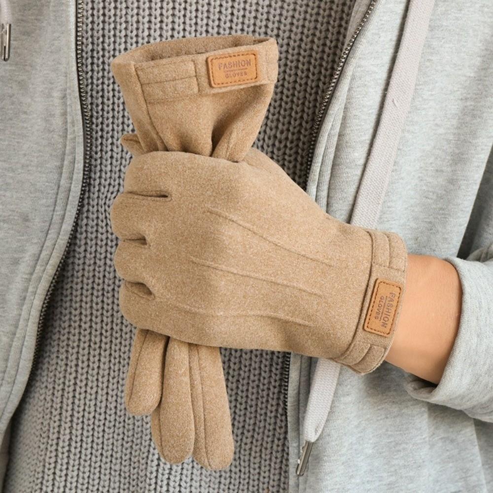 Touch Screen Keep Warm Gloves Solid Color Winter Mittens Thickened Thermal Gloves Man