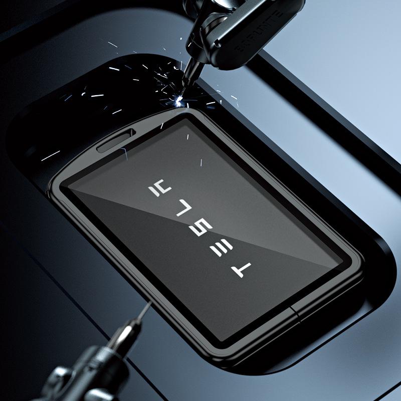 Tesla Card Key Case for Model 3/X/Y - Premium Metal Shell with Protective Buckle, Stylish Unisex Design.