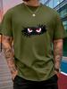Male Cotton Short Sleeve T Shirt Monster Red Eyes Claw Pattern Loose Crew Neck Cool Casual Summer Tees For Young Adult Unisex