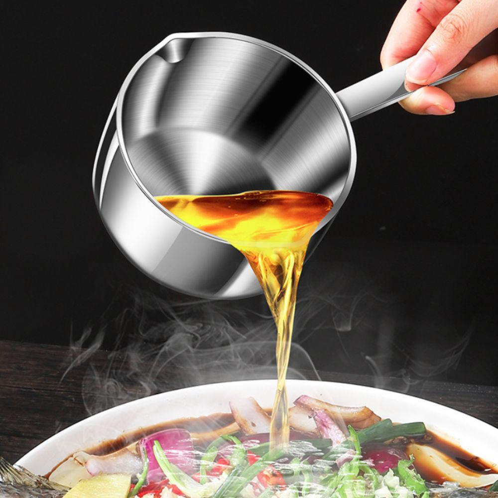 Stainless Steel Oil Pouring Pot Dual Spout Butter Warmer Pot Saucepan  Supplementary Food