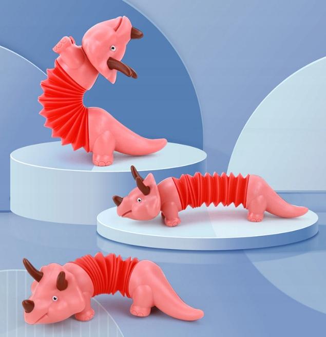 Sensory Caterpillar Anti-Stress Pop Tube LED Triceratops Dino Luminous