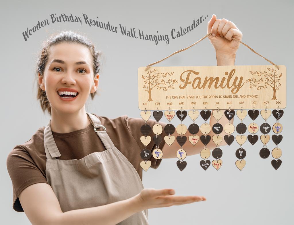 Inkdotpot Perpetual Wall Calendar Wooden, Dates To Remember Wall Hanging Birthday Calendar- Decorative Birthday Tracker Plaque Wall Hanging